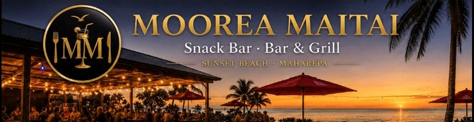 Moorea Maitai Snack Bar — Sunset Beach Maharepa, cuisine locale, tapas, grillades, fruits de mer. 7/7 11h-21h