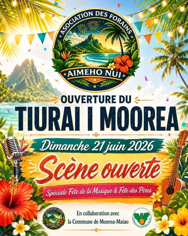 🎡✨ 𝐎𝐔𝐕𝐄𝐑𝐓𝐔𝐑𝐄 𝐃𝐔 𝐓𝐈𝐔𝐑𝐀𝐈 𝐈 𝐌𝐎𝐎𝐑𝐄𝐀 𝟐𝟎𝟐𝟔 ! ✨🎡 Ia ora na Moorea 🌺 Les Forains de Aimeho Nui vous donnent rendez-vous 𝐝𝐢𝐦𝐚𝐧𝐜𝐡𝐞 𝟐𝟏 𝐣𝐮𝐢𝐧 𝟐𝟎𝟐𝟔 pour lancer ensem