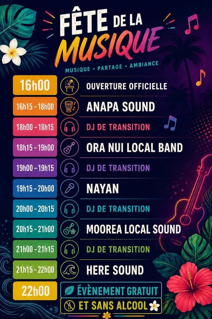 đ¶ FĂTE DE LA MUSIQUE 2026 Ă MOOREA-MAIAO đ¶