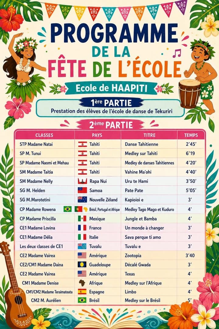 Programme de notre gala