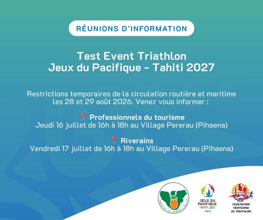 🏊♀️🚴♂️🏃♂️ RÉUNIONS D'INFORMATION – TEST EVENT TRIATHLON | JEUX DU PACIFIQUE TAHITI 2027 🌺