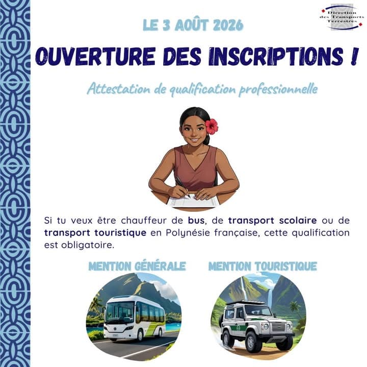 🚌 INSCRIPTIONS OUVERTES – EXAMEN AQP MENTION GENERALE / MENTION TOURISTIQUE📝