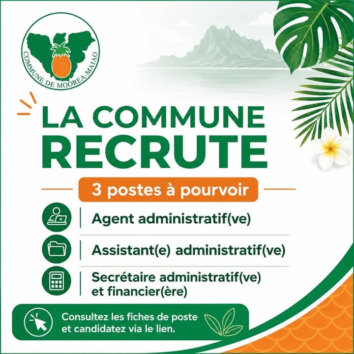 📣LA COMMUNE DE MOOREA-MAIAO RECRUTE