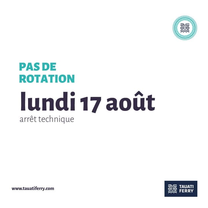 Ce lundi 17 août, on prend soit du Tauati 😇 Le bateau sera en arrêt.