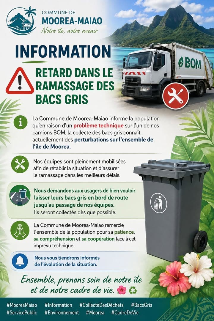 🚛 INFORMATION – RETARD DANS LE RAMASSAGE DES BACS GRIS