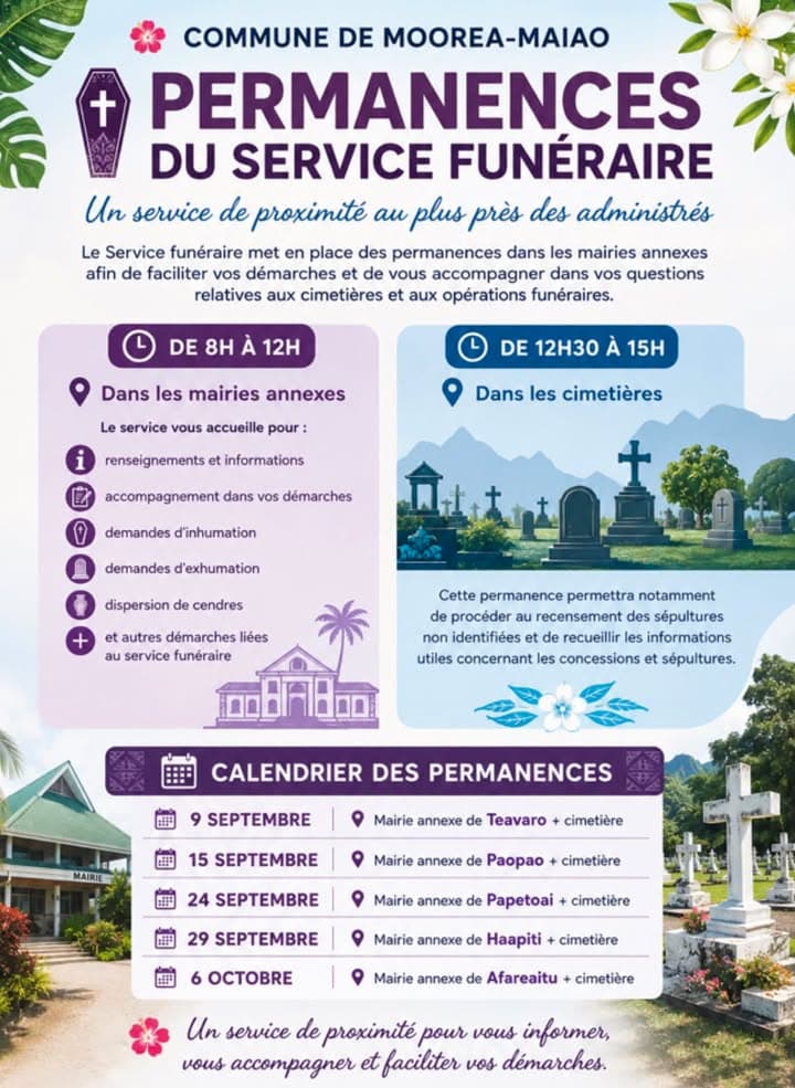 ⚰️ PERMANENCES DU SERVICE FUNÉRAIRE| Un service de proximité au plus près des administrés