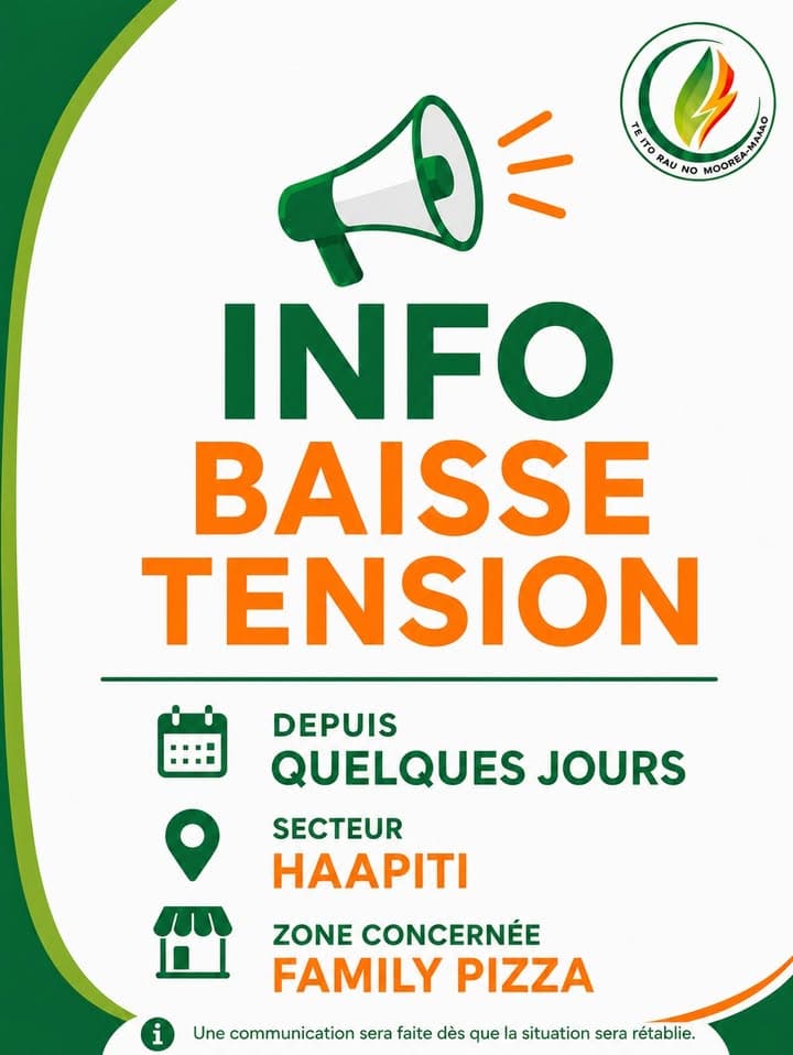 📢 INFORMATION – BAISSE DE TENSION