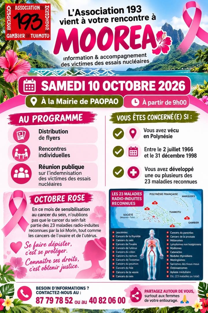 📢 MOOREA – RÉUNION PUBLIQUE POUR LES VICTIMES DES ESSAIS NUCLÉAIRES 📢
