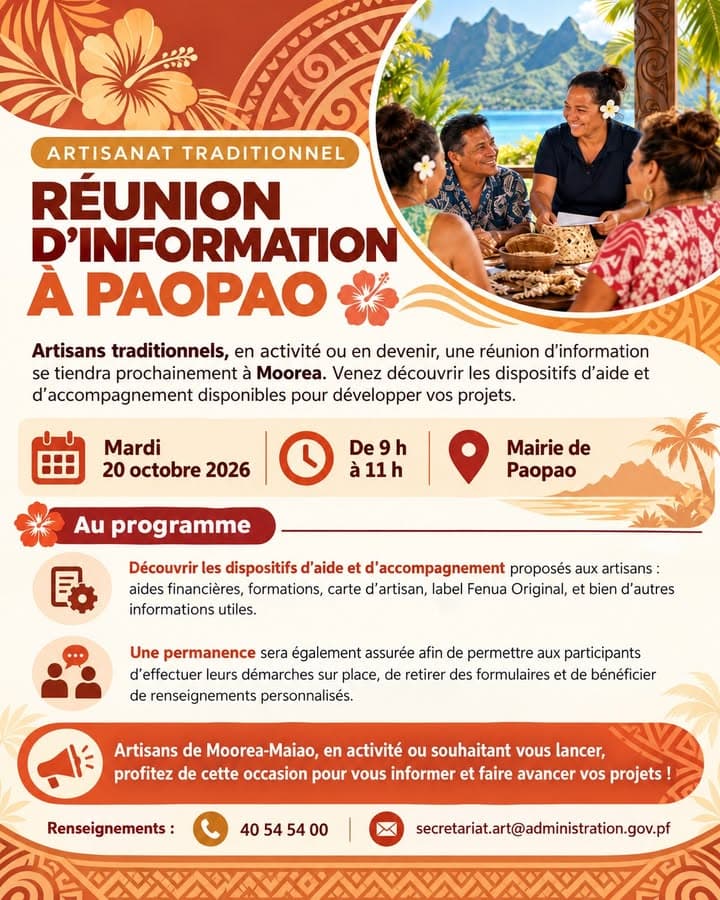 ARTISANAT TRADITIONNEL - RÉUNION D’INFORMATION !